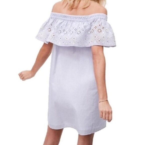 LOFT Eyelet Pin Striped Off the Shoulder Dress - Picture 2 of 9